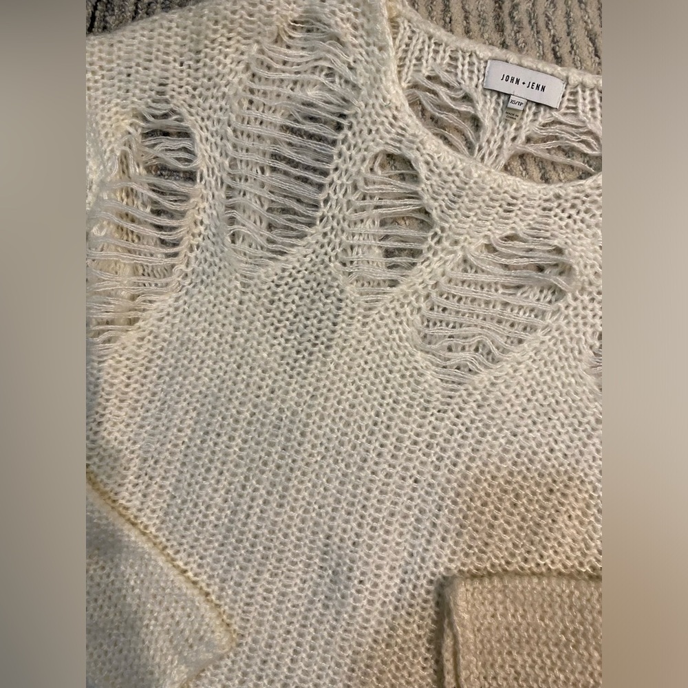 JOHN + JENN Distressed Frayed Edge Sweater - Picture 2 of 6